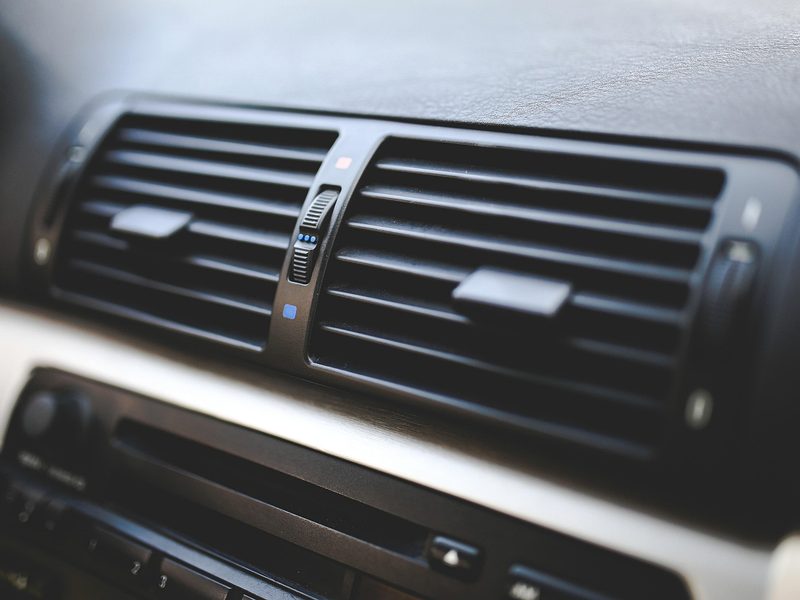 Close-up of dusty car air vents